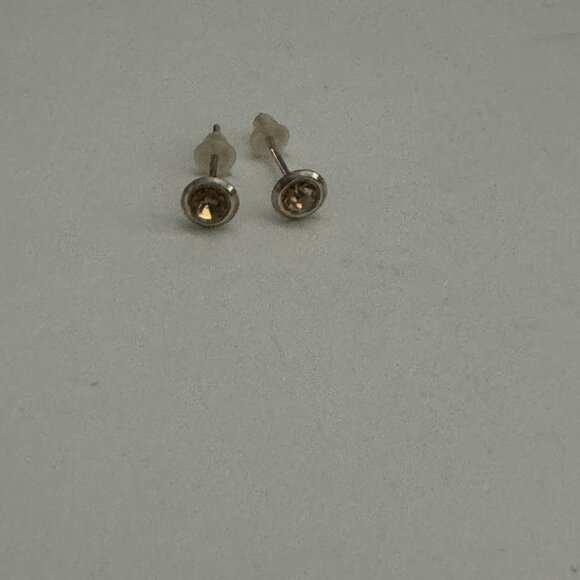5 Mm Round Topaz Yellow Cz And Sterling Post Earrings - Picture 7 of 15